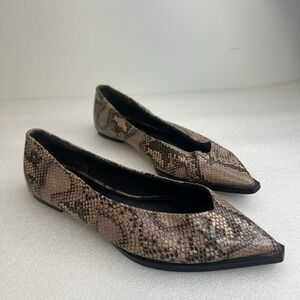 Fingertip Ballet Slip On Flats Pointed toe Shoes Faux Snake Skin Sz 6